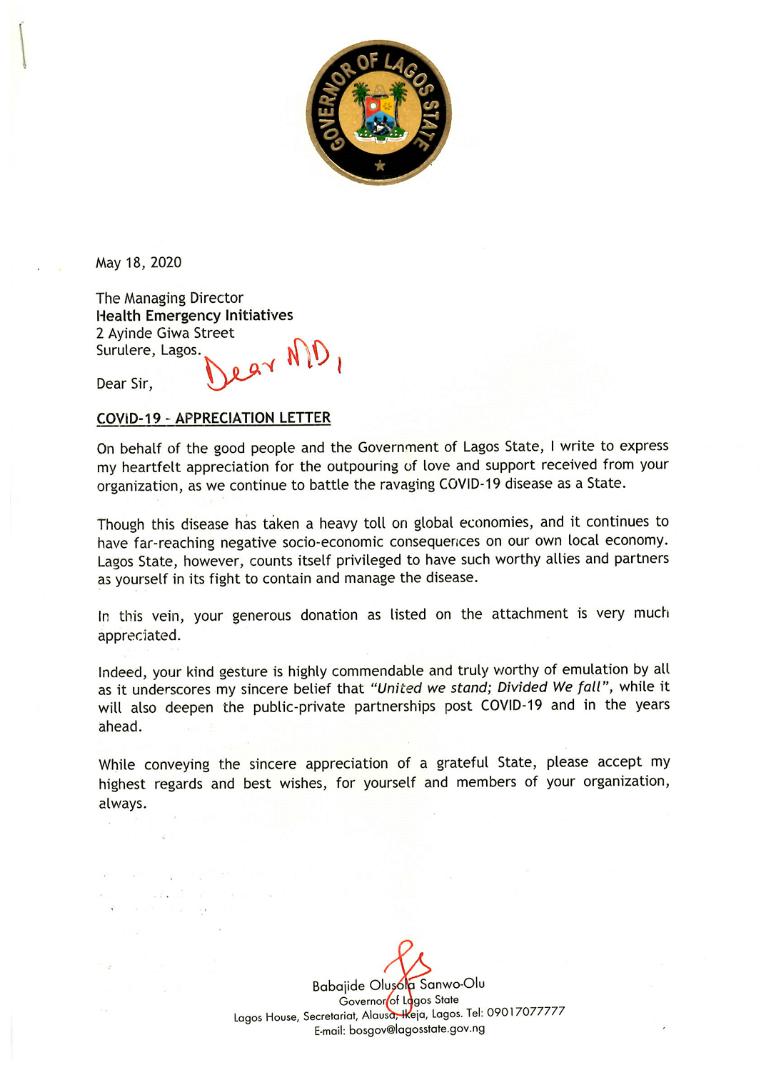 Governor letter